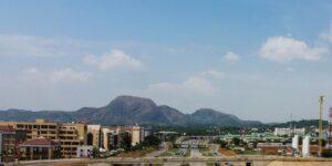 Abuja city with Aso Rock in the distance