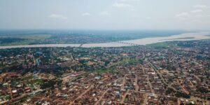 Aerial view of Makurdi on the River Benue