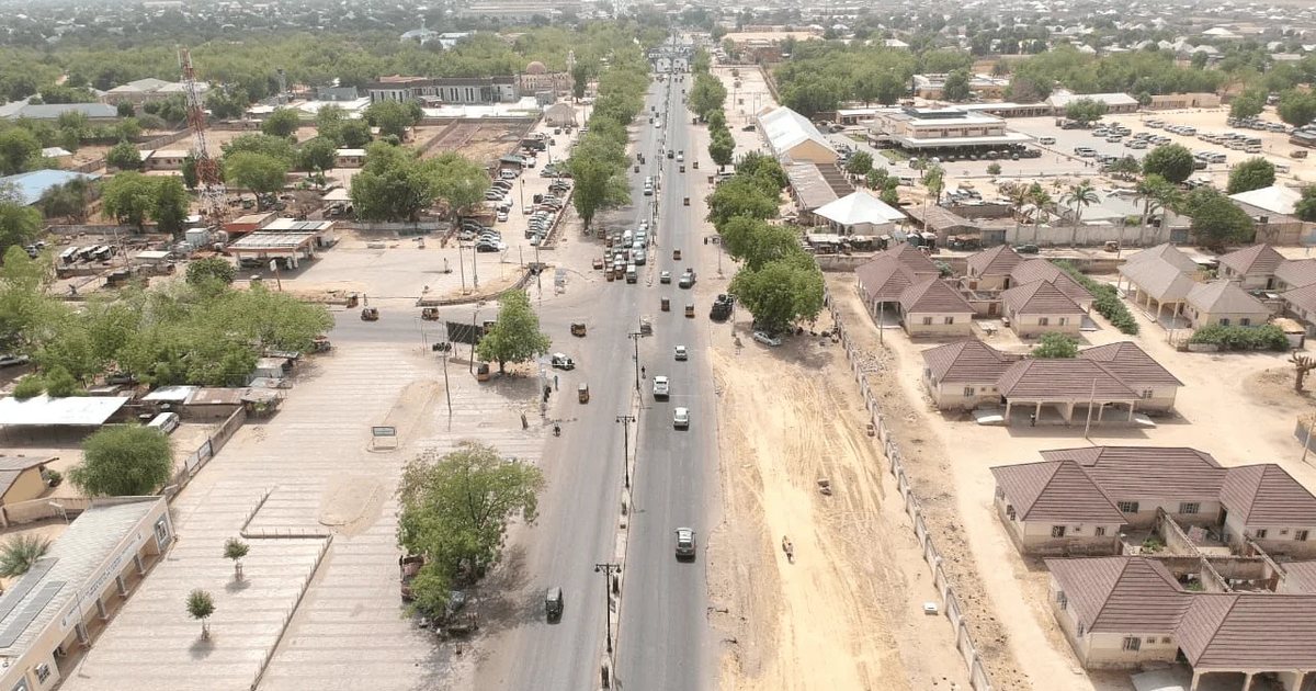 An aerial view of a main road in Maiduguri, capital of Borno State
