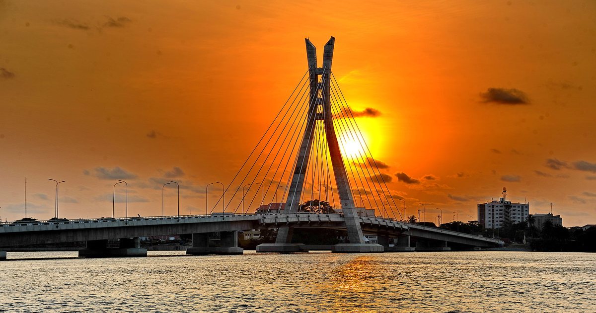 The Lekki Ikoyi link bridge in Lagos at sunset